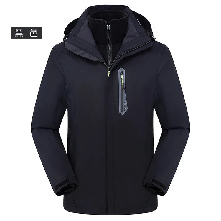 Men's Women's Outdoor Three-in-One Assault Jacket Detachable Windproof Waterproof Ski Fishing Clothing Two-Piece Stand Zipper