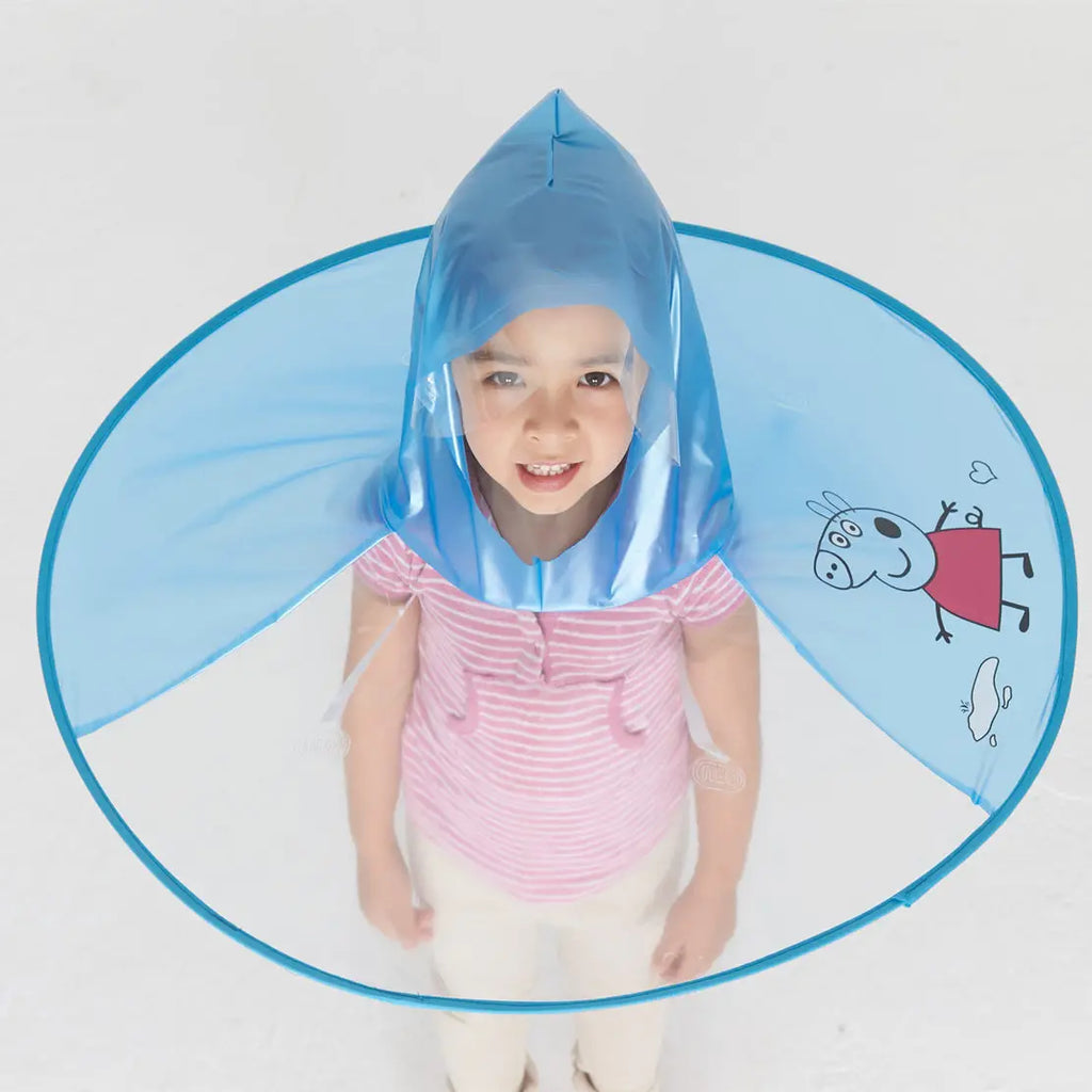 Children's Cartoon Creative Animal Cap Raincoat Kids Rainproof Folding Poncho With Logo Hood Foldable Umbrella for Rain All Ages