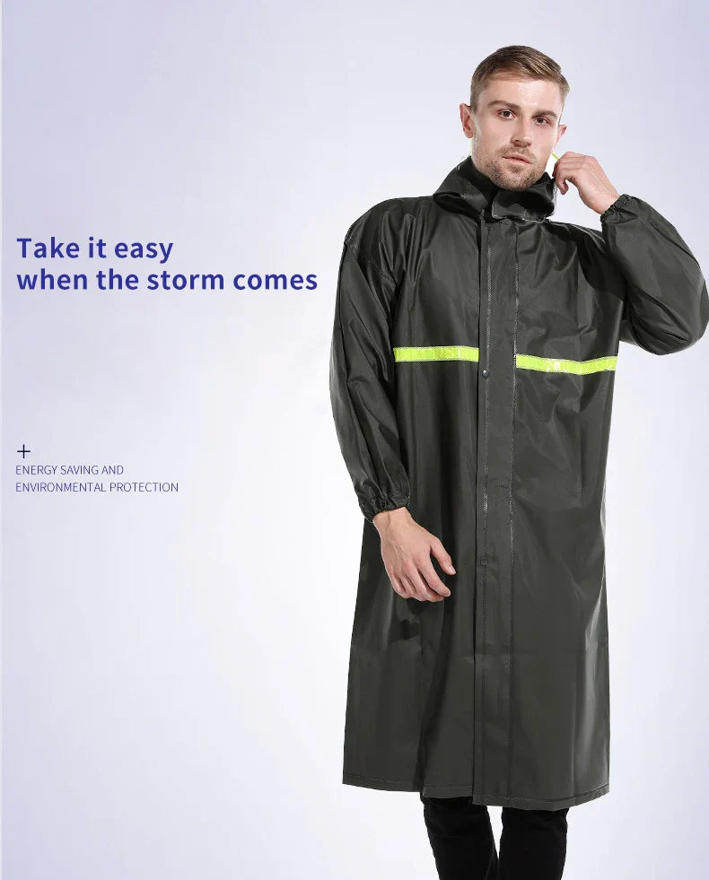 Knitted Fabrics PVC Rain Coats Rain Pants  Breathable  Raincoat Wholesalers Green Reflective Motorcycle Raincoat for Outdoor