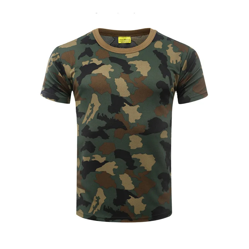 Horse-horse Camouflage Tactical T-shirt Unisex Short-sleeved Summer Quick-drying Breathable 100% Polyester Outdoor Physical