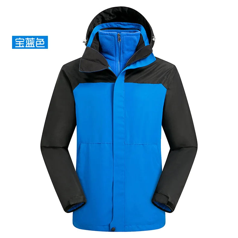 Women Parent-Child Outdoor Charge Three-in-One Jacket Set Detachable Fleece-Lined Thickened Two-Piece for Autumn Winter