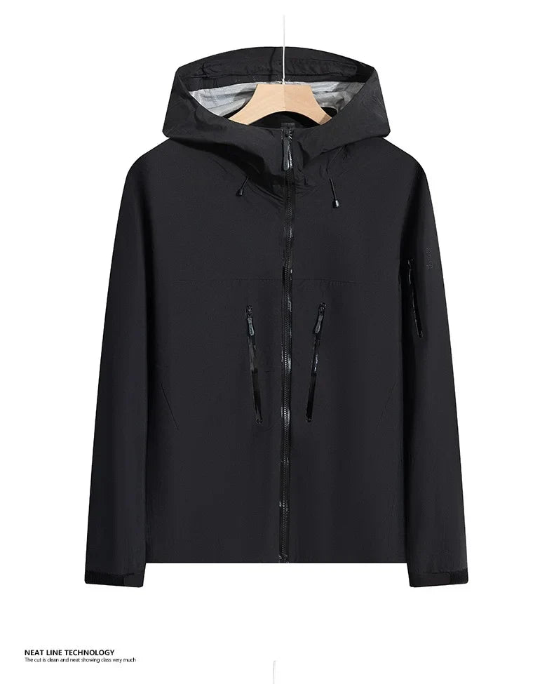 Men's Insulated Windbreaker  Rain Shell Jacket Waterproof Lightweight Softshell Hooded With PVC for Hiking