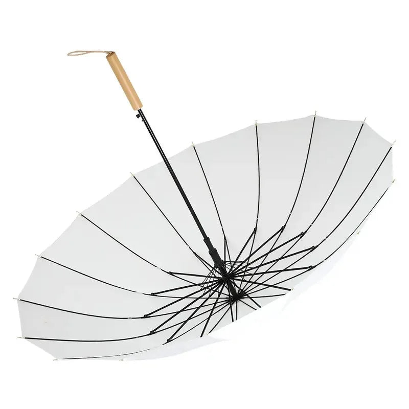 Japan Designed 23inch 16K Straight Umbrella Wood Handle Customizable Logo 190T Pongee 8K Ribs Outdoor Rain Mini Rain Advertising