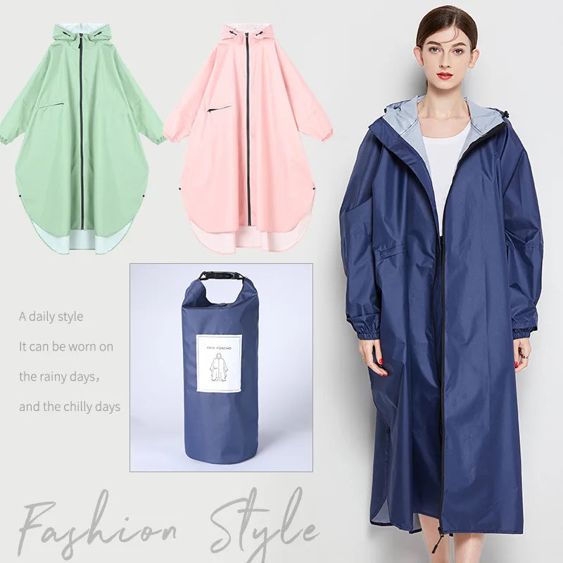 Japan Korea Style Adult Cycling Hiking Outdoor Raincoat for Men Women Couple Thickened Waterproof Rain Poncho with Separate Bag