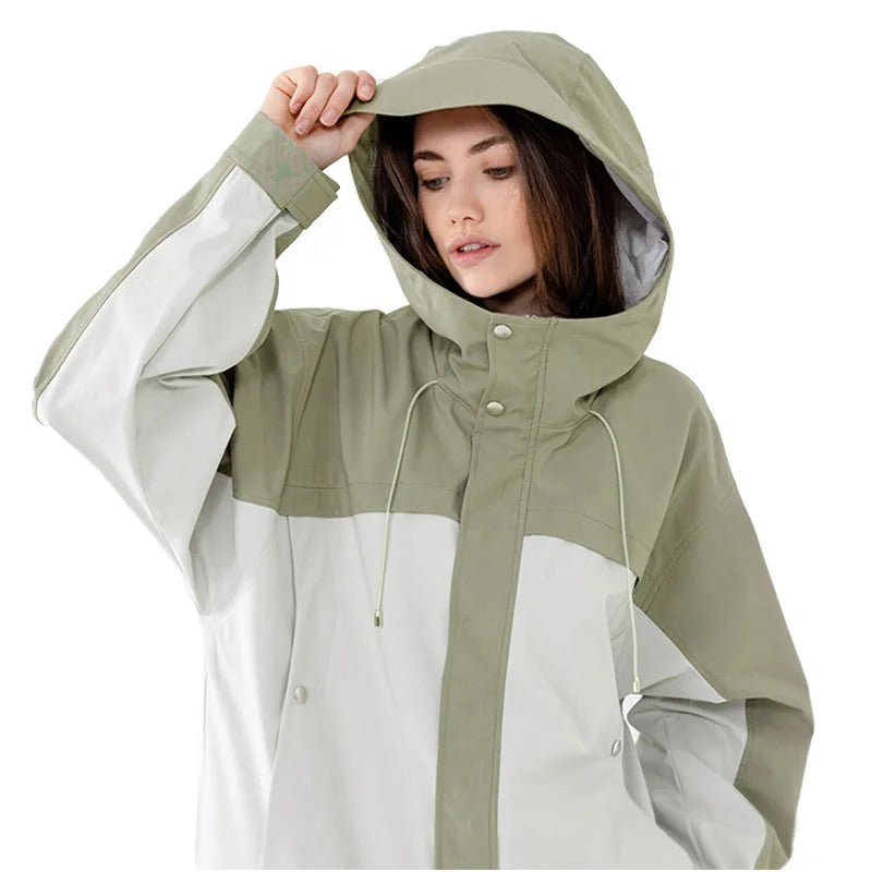 Casual Quilted Hood Jacket for Spring Outdoor Sports Waterproof Windproof Anti-Foul Zipper 3XL Size Woven Technique Solid