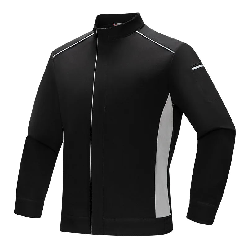 Autumn Winter High-Grade Work Wear Black Grey Jacket Custom Logo Stand Vertical Collar Waterproof Reflective Water Repellent