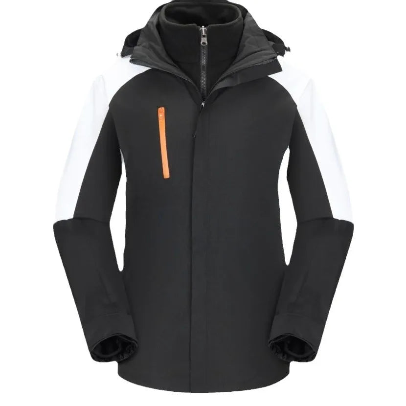 Three-in-One Winter Fleece Jacket for Men and Women Two-piece Detachable Windproof Waterproof Warm Thickened Stand Collar Zipper
