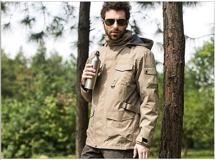 Outdoor Clothing Men's Three-in-One Detachable Fleece Waterproof Zipper Closure Nylon Two-Piece Ski Mountaineering Jacket