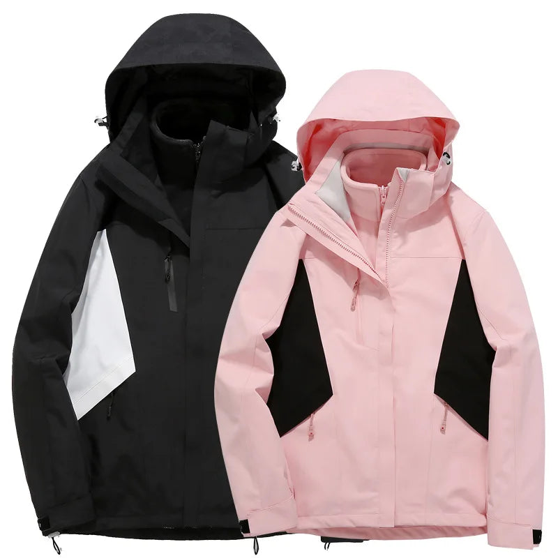 Explosions Hooded Color Matching Assault Clothing Men Women Couples Winter Long Sleeve Woven Solid Zipper Waterproof Soft Bomber