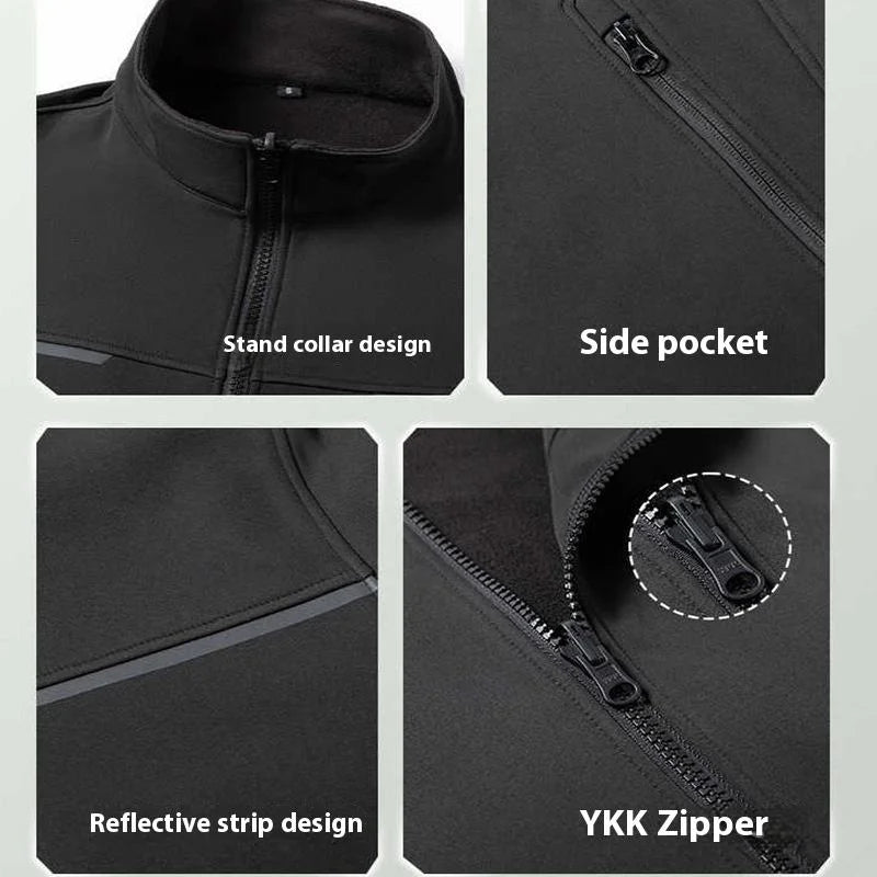 Autumn Winter Men's High-Grade Work Wear Jacket Custom Logo Stand Vertical Collar Waterproof Reflective Water Repellent Jacket