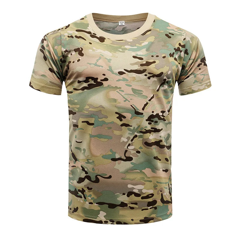 Horse-horse Camouflage Tactical T-shirt Unisex Short-sleeved Summer Quick-drying Breathable 100% Polyester Outdoor Physical