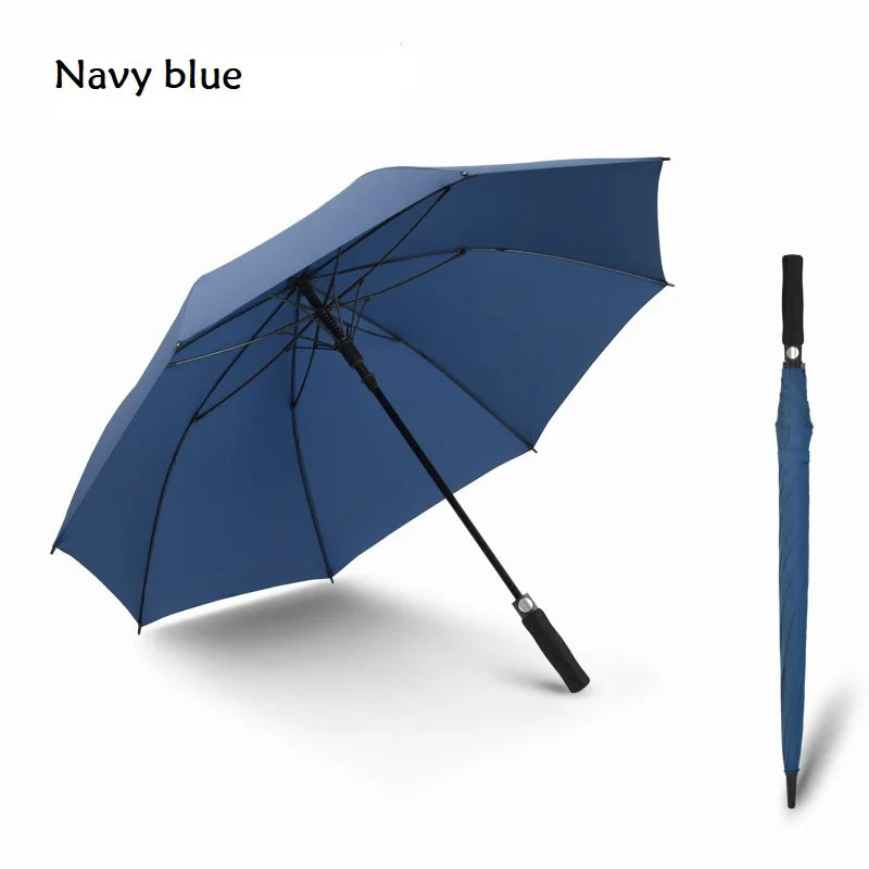Business Luxury Golf Umbrella With UV Printed 27inch 8K Straight 120CM-130CM Windproof Pongee Fabric EVA Handle Rain Umbrella