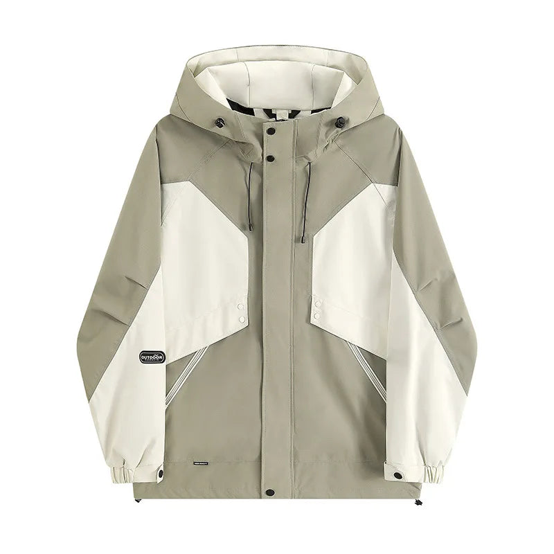 Men's and Women's Autumn and Winter Two-Piece Hooded Outdoor Sports Style Windproof and Waterproof Loose Fit Solid Pattern