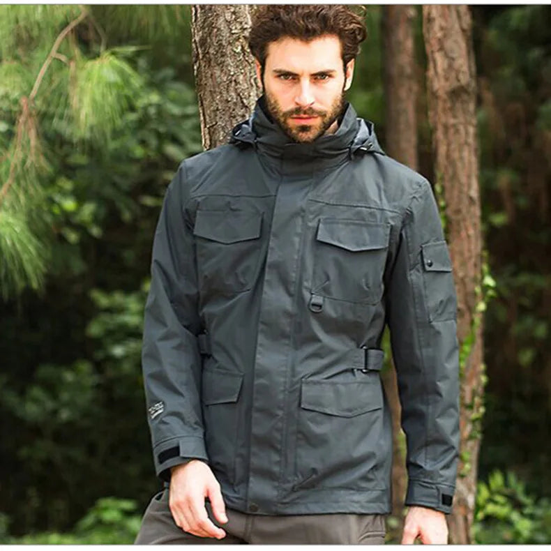 Outdoor Clothing Men's Three-in-One Detachable Fleece Waterproof Zipper Closure Nylon Two-Piece Ski Mountaineering Jacket