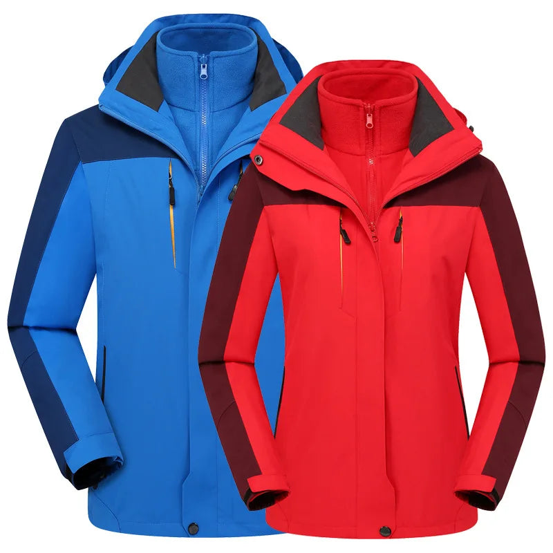 Autumn Winter Three-in-One Waterproof Overalls Men's and Women's Couples Thick Coat Zipper Closure Windbreaker Wholesale