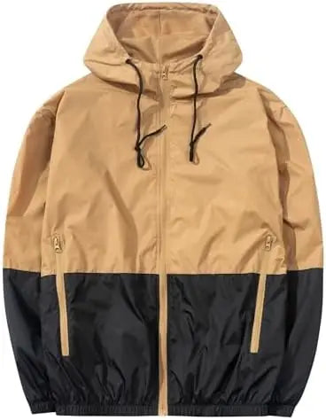 Stylish Outdoor Windbreaker Jacket with Hood Lightweight Pocketed Raincoat for Spring and Autumn