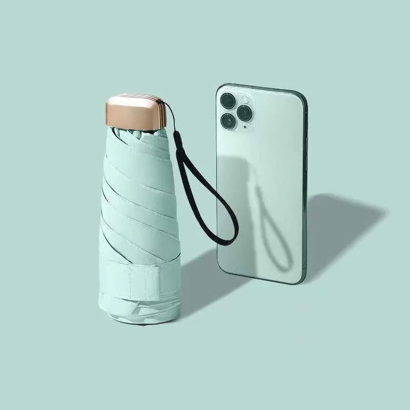 Portable Folded Ultra Light Weight 5 Folding Umbrella Sunblock UV Mini Pocket Umbrella