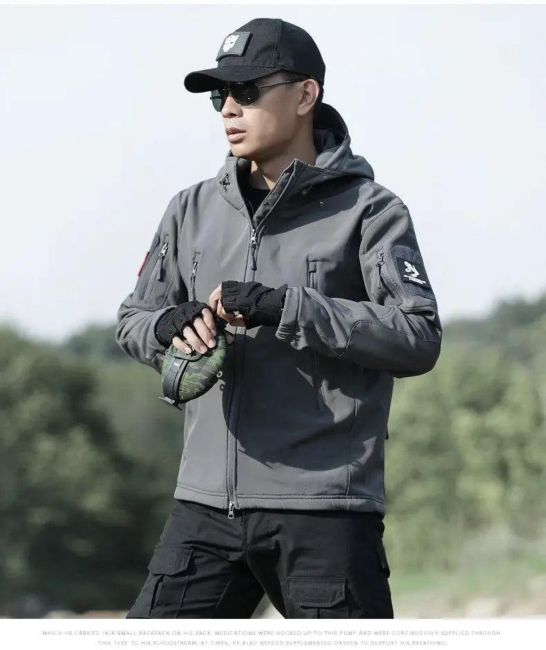 Men's Lightweight Winter Jacket Breathable Waterproof Windproof White Duck Camouflage Hoodie Fall Hiking Uniform Made Polyester