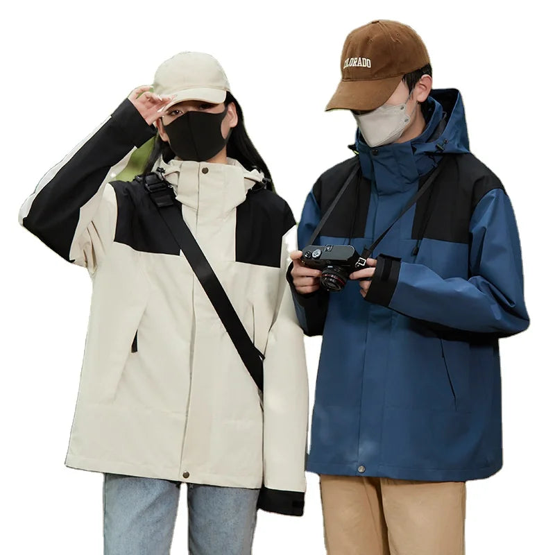 New Arrival Fashionable Hooded Rain Jacket Waterproof Polyester and PU Material for Hiking and Traveling Couple Raincoat