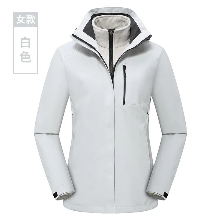 Men's Women's Outdoor Assault Three-in-One Detachable Warm Waterproof Breathable Work Clothes Zipper Customizable Printed Winter
