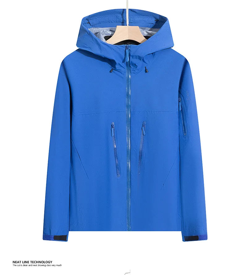 Fully Seam Taped 3-Layer Hard Shell Sport Jacket Ski Windproof Hooded Rain Jacket Waterproof Features Outdoor Trekking Working