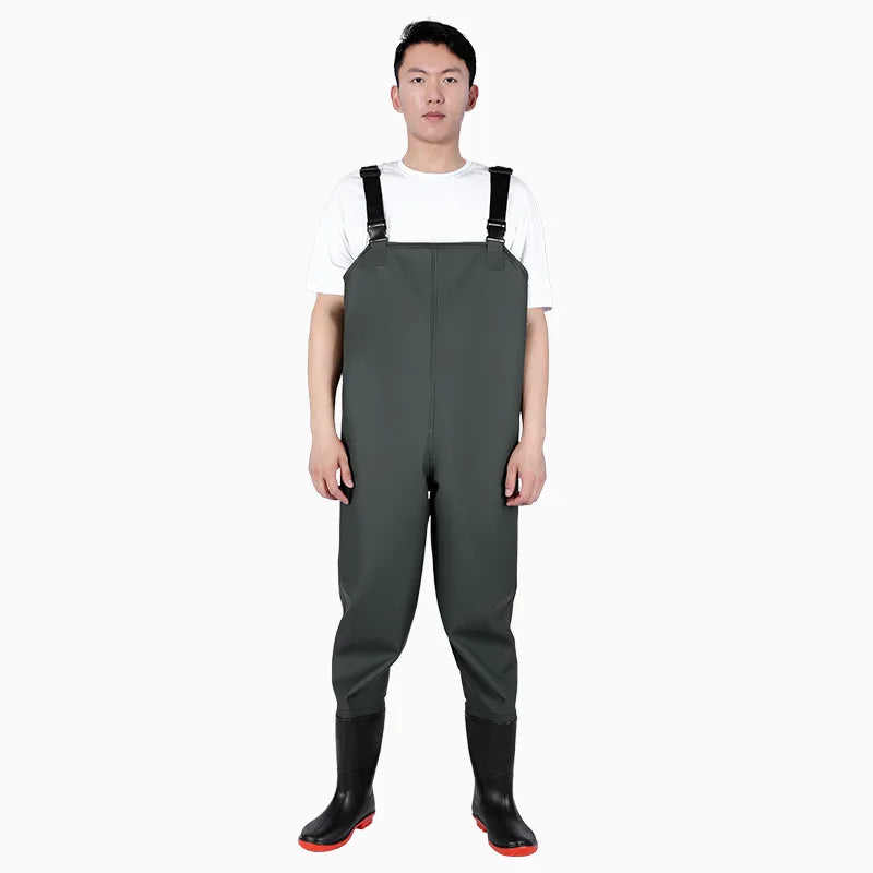 Thickened PVC Material Fishing Waders Pants Zipper Closure Outdoor Wading Unisex Half-length