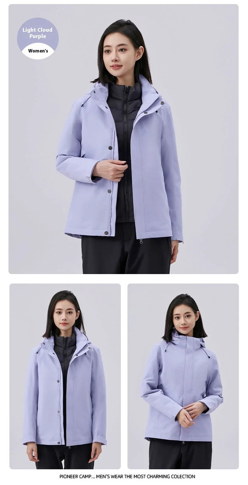 Women's Lightweight Stand Rain Jacket Autumn Spring Water Resistant Windproof 3D Embroidery Logo Zipper Prints Breathable XL