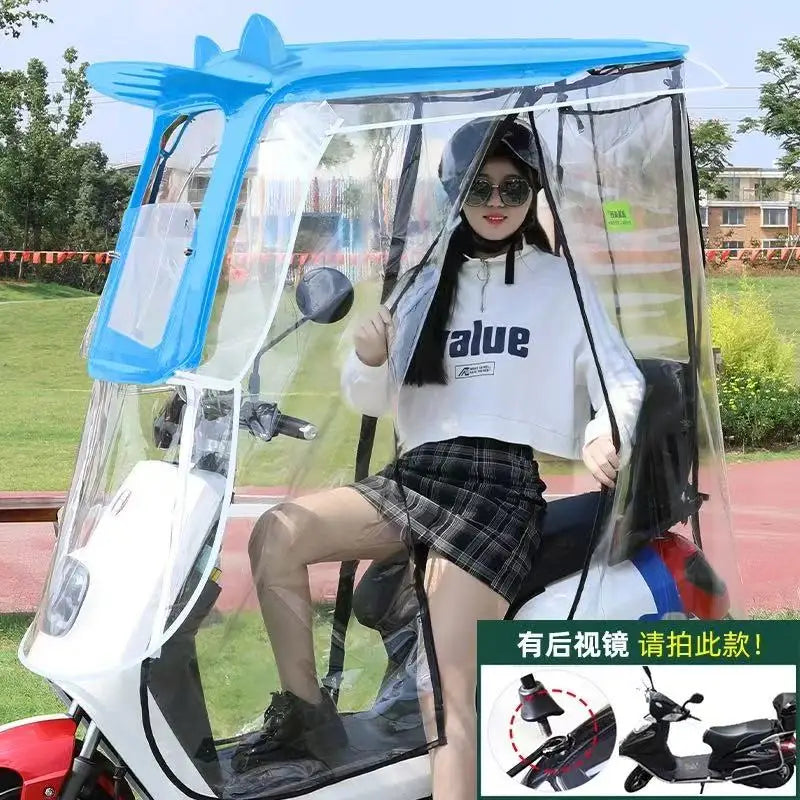 Modern Manual Plastic Scooter  Motorcycle Electric Vehicle Sun and Rain  Protection Windshield Full Cover  Canopy Outdoor Travel