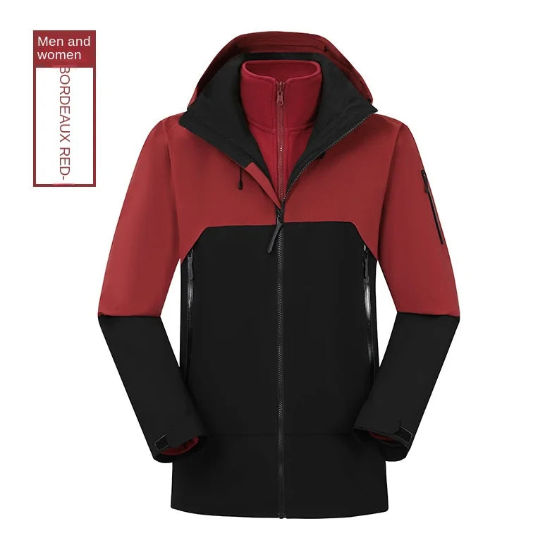Couple's Lightweight Hard Shell Three-in-One Outdoor Sports Jacket Cold-Proof Windproof Waterproof Mountaineering Suit