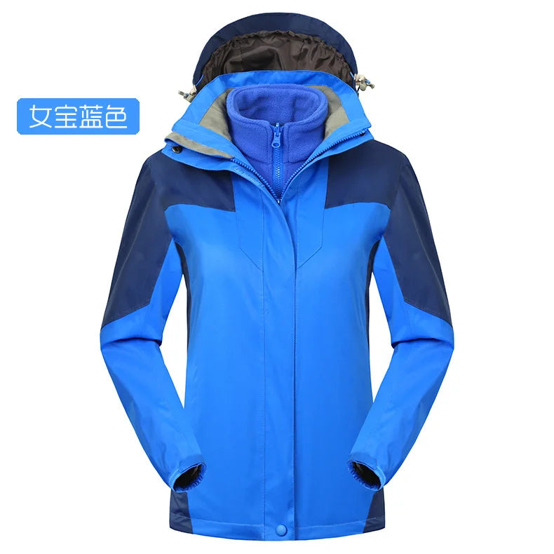 High-End Waterproof Warm-keeping Outdoor Sports Jacket Women's Fleece-Lined Long-Sleeved Autumn Winter Ski Suit Mountaineering