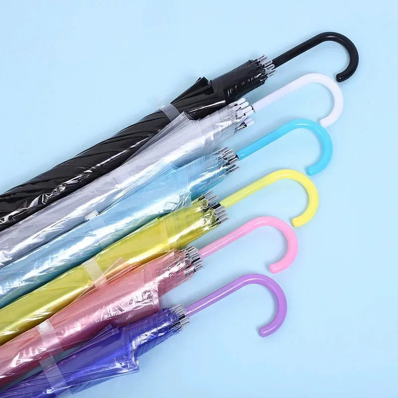 Automatic Customized Logo Umbrella Steel Travel Popular Stretch Modern Rod Transparent Small Fresh Long Handle Windproof