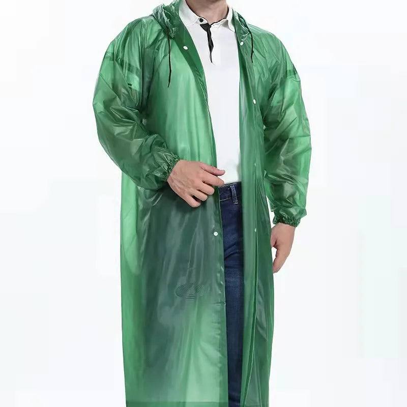 Factory Price Reusable Pvc Hooded Raincoat Waterproof Windproof Long Raincoat Long Rain Jacket