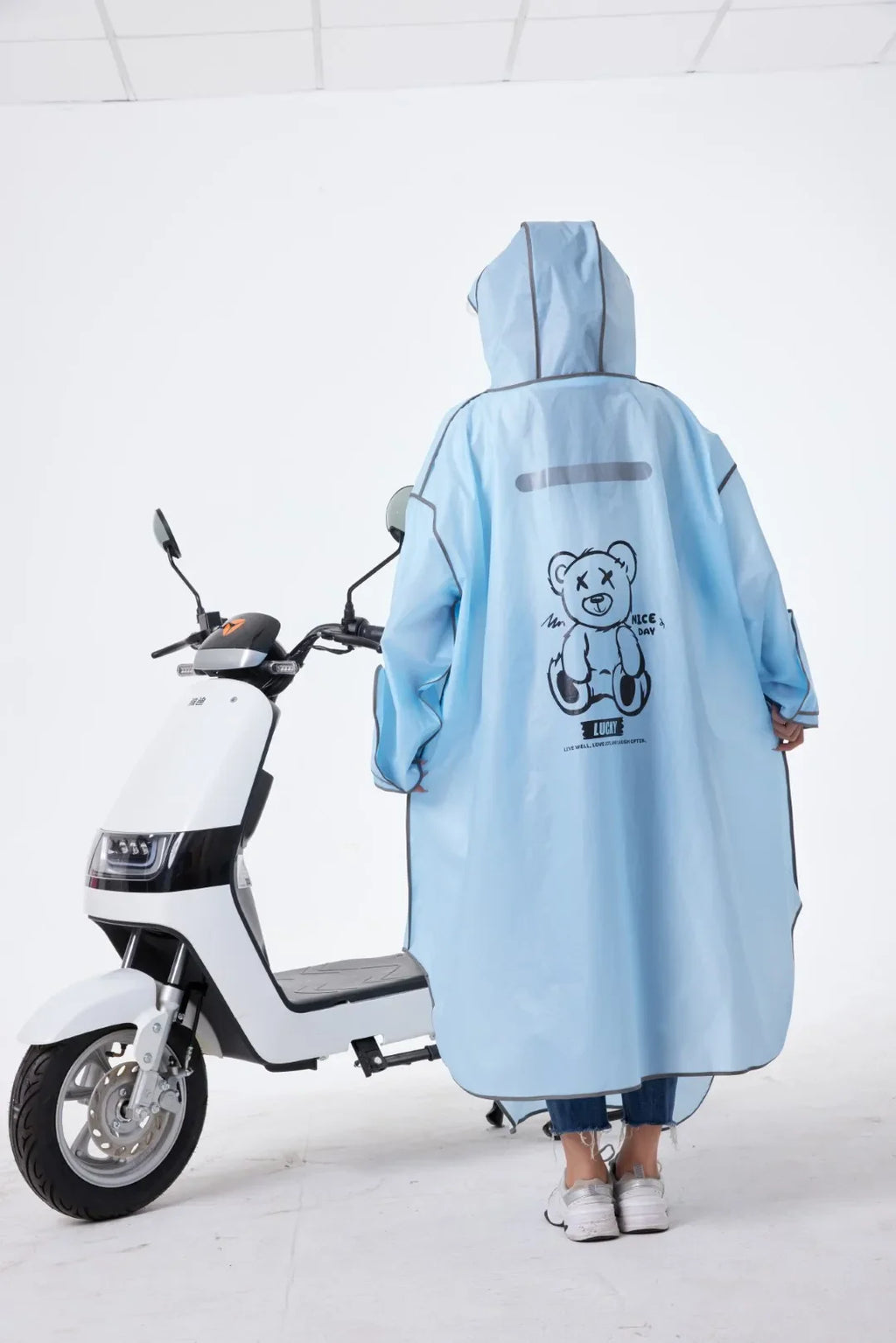 Modern Design Adult Boys and Girls  EVA Long Raincoat Backpack Waterproof Windproof for Outdoor Touring Travel Electric Bicycle