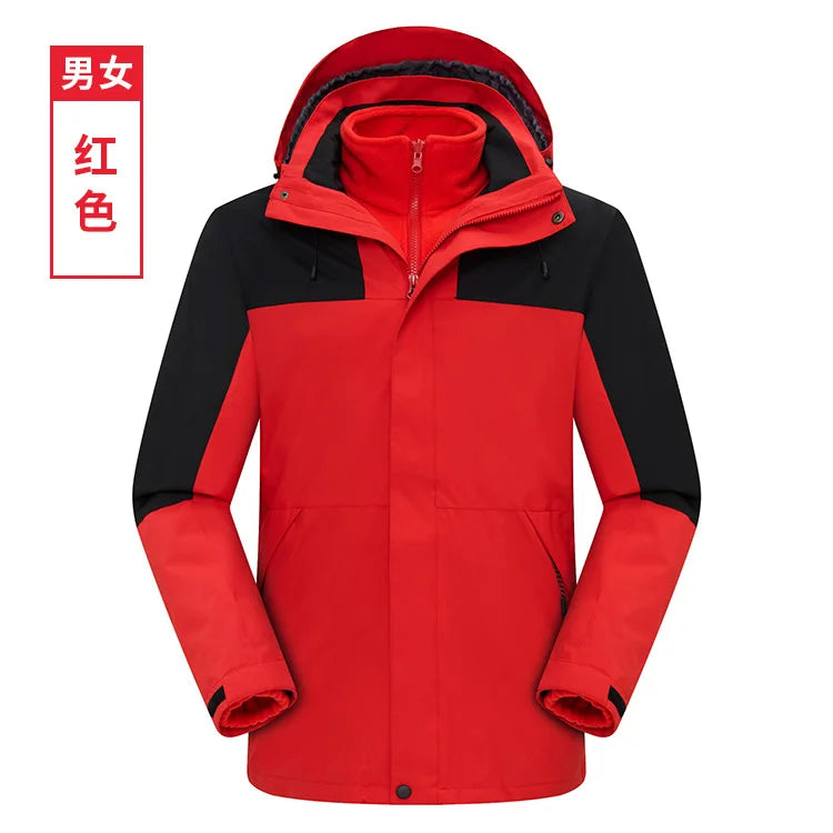 Three-in-One Charging Clothing for Men Women Autumn Winter Windproof Jacket Detachable Liner Two-Piece Tooling Logo Plain Dyed