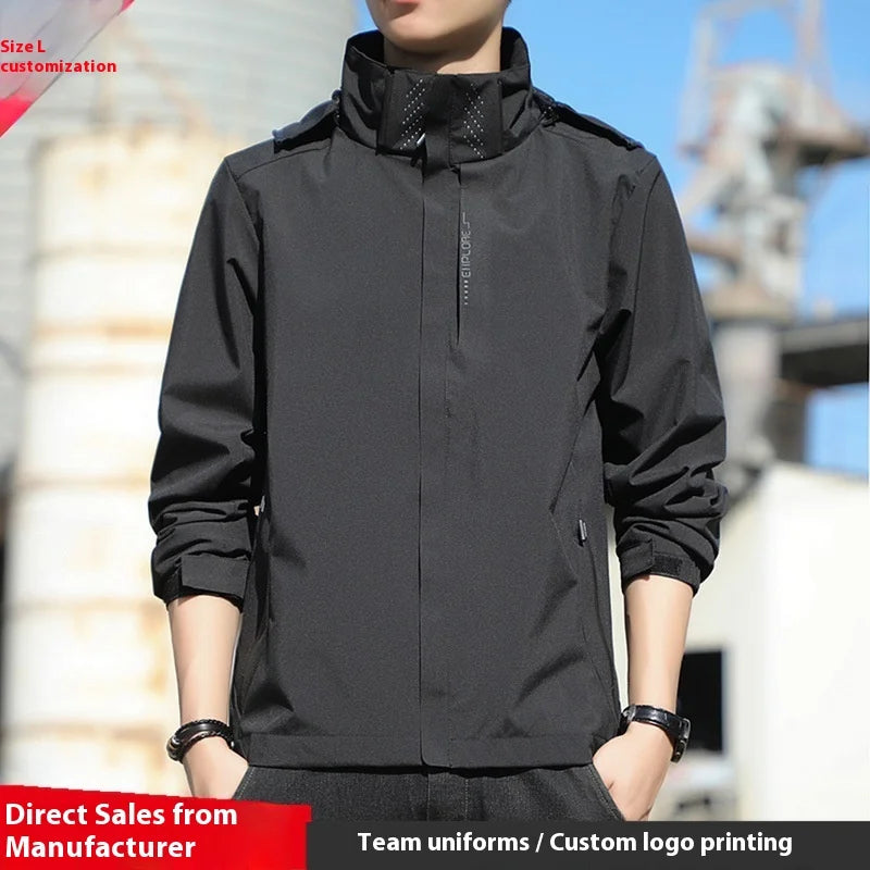 Men's All-Match Three-in-One Jacket for Spring Autumn Sports Waterproof Casual Baseball Suit  Full  Zipper Closure Front
