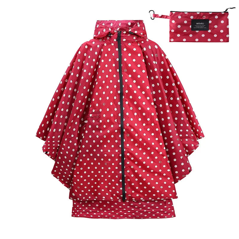 Stylish Polyester Rain for Poncho Waterproof Raincoat with Hood Zipper Free Size for Back to School Camping Travel