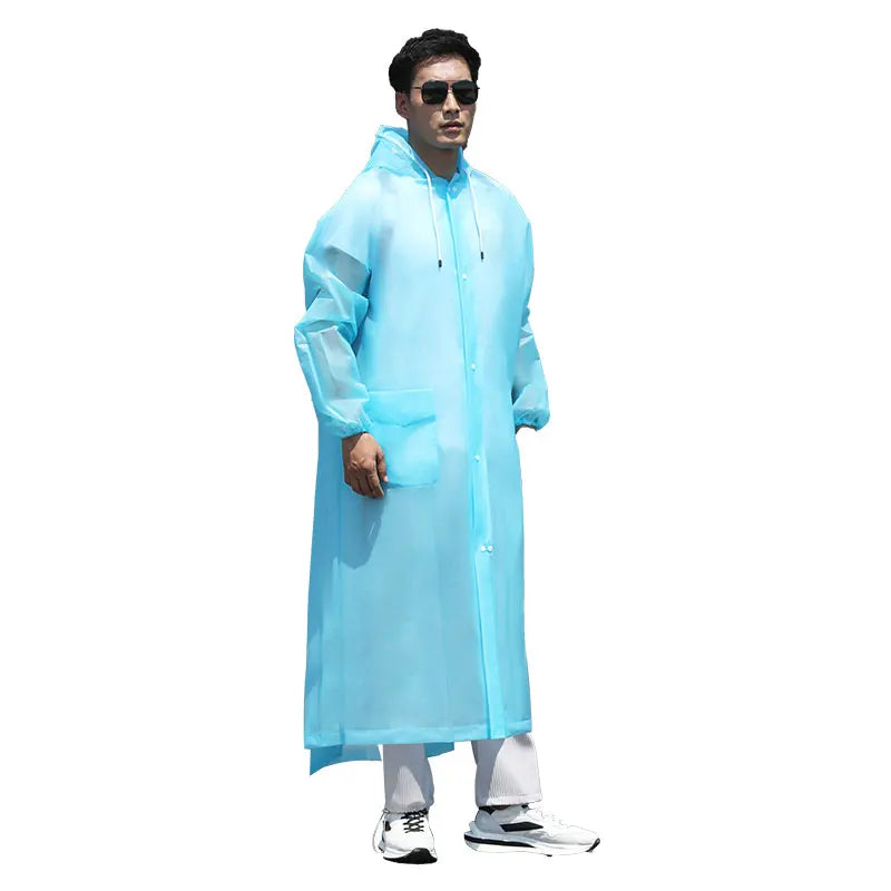 EVA Waterproof Rain Poncho Women Men High Durable Reusable Raincoat Hood Environmentally Protected Customizable Logo Hiking