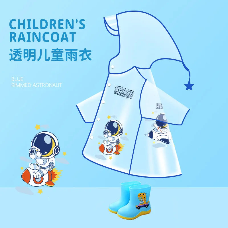 Cartoon Baby Dinosaur for Poncho Raincoat with Waterproof Hat for Boys and Girls for Primary School Kindergarten for Outdoor