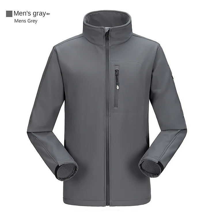 Winter New Outdoor Men's Bomber Jacket Single Layer Standard Thickness Casual Waterproof Canvas Soft Shell Zipper Front Dyed