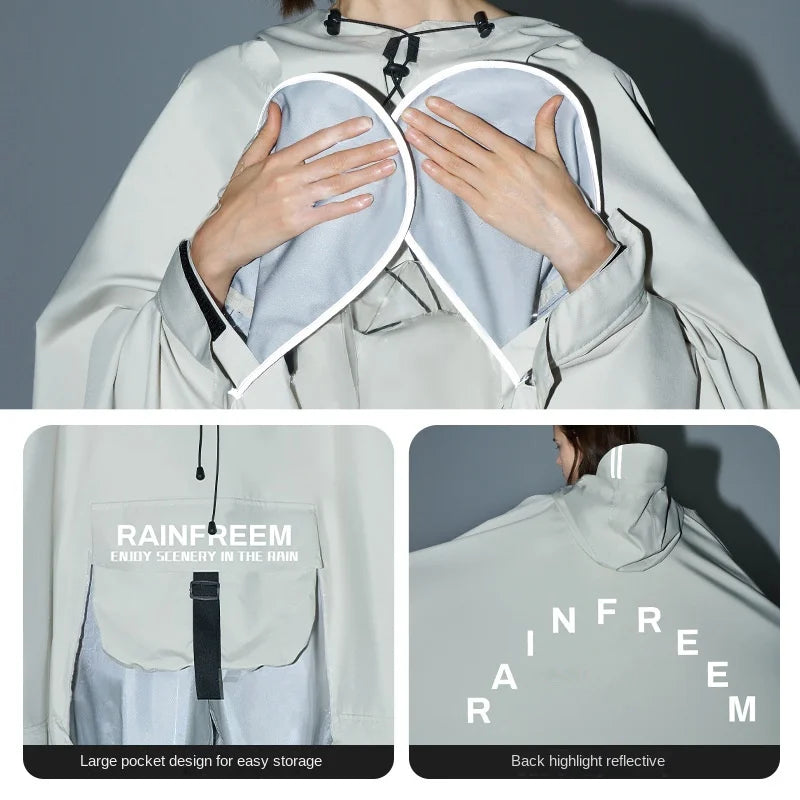 Qinfeiman Men and Women's Three-Layer Cloth Full-Body Rain-Proof for Poncho Waterproof Outdoor Riding Hiking Fishing Gear