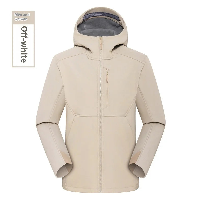 Men's Soft Shell Jacket Waterproof Windproof Autumn Winter Fleece Single Coat for Climbing Women's Mountain Gear
