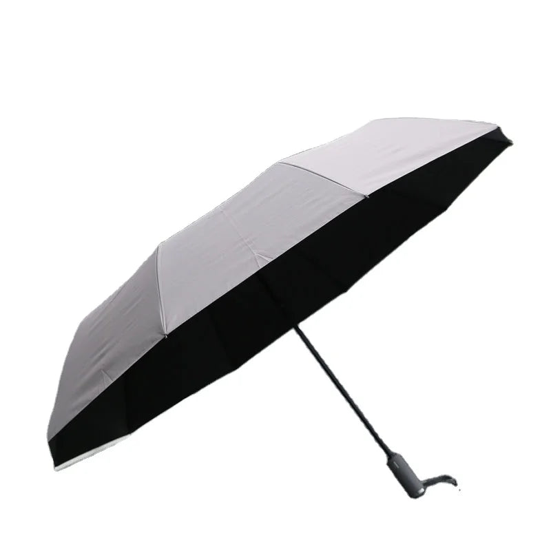 Manual Open Auto 10 Ribs Folding Black UV Coating Umbrella Outdoor Summer Rain Protection Custom Logo Paraplui Payung Sombrillas