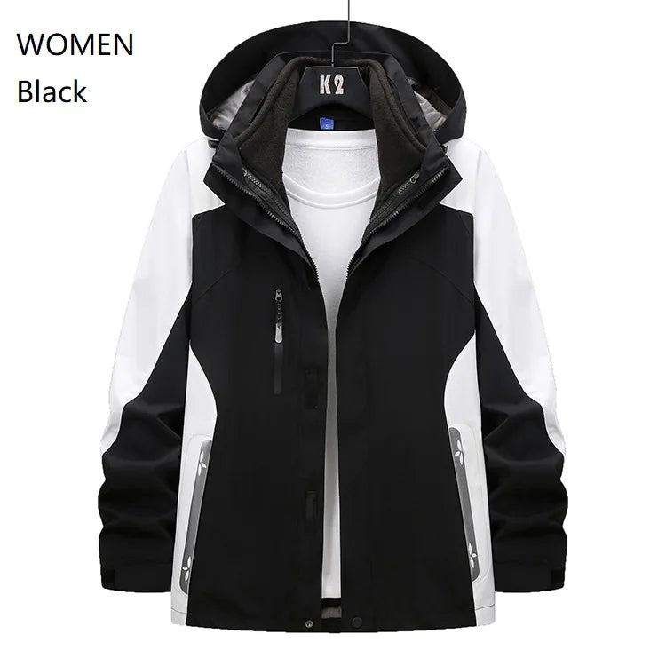 Women and Men Three-in-One Winter Ski Suit Waterproof Breathable Outdoor Work Clothes Two-Piece Set With Warm Jackets Raincoat