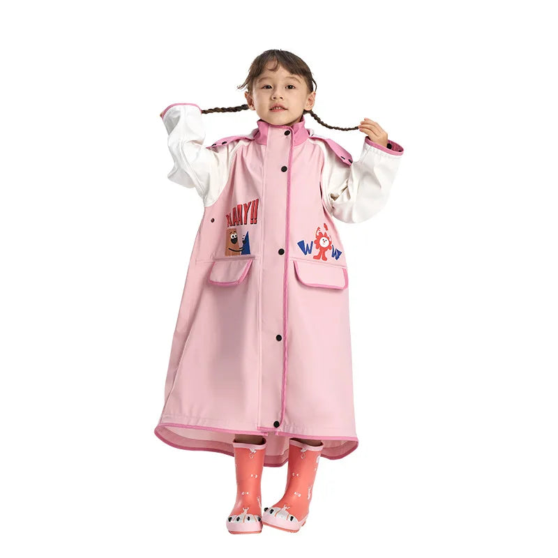 Children's Waterproof Schoolbags Raincoat for Primary School Students Boys Girls Full Body Thickened Rainstorm Special for