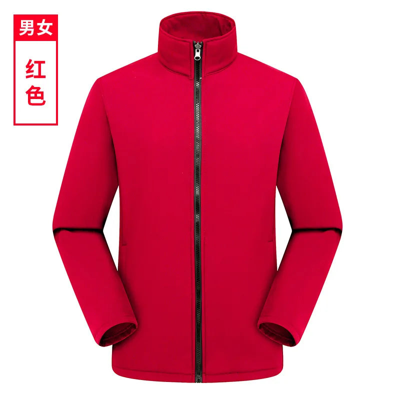 Men's Women's Outdoor Stand Cardigan Jacket Soft Shell Waterproof Windproof for Autumn Winter Sports Casual Plus Size Zipper