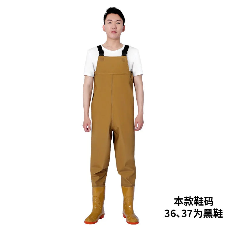 Thickened PVC Material Fishing Waders Pants Zipper Closure Outdoor Wading Unisex Half-length