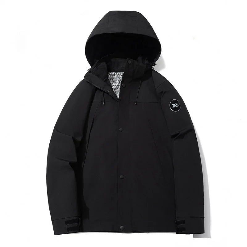 Autumn Winter Three-in-One Outdoor Two-Piece Mountaineering Suit for Men Women Stand Zipper Windproof Thickened Warm Jacket