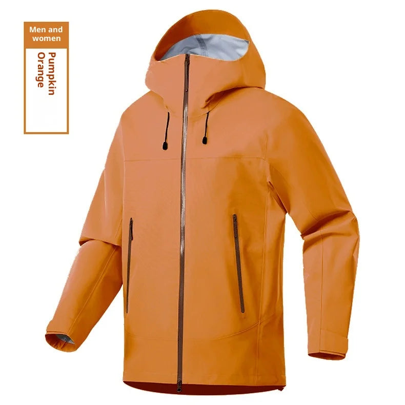 Outdoor Hard Shell Jacket Unisex Single Layer Adhesive Full Heat Seal Waterproof Windproof 10000mm 100% Polyester Stand Collar