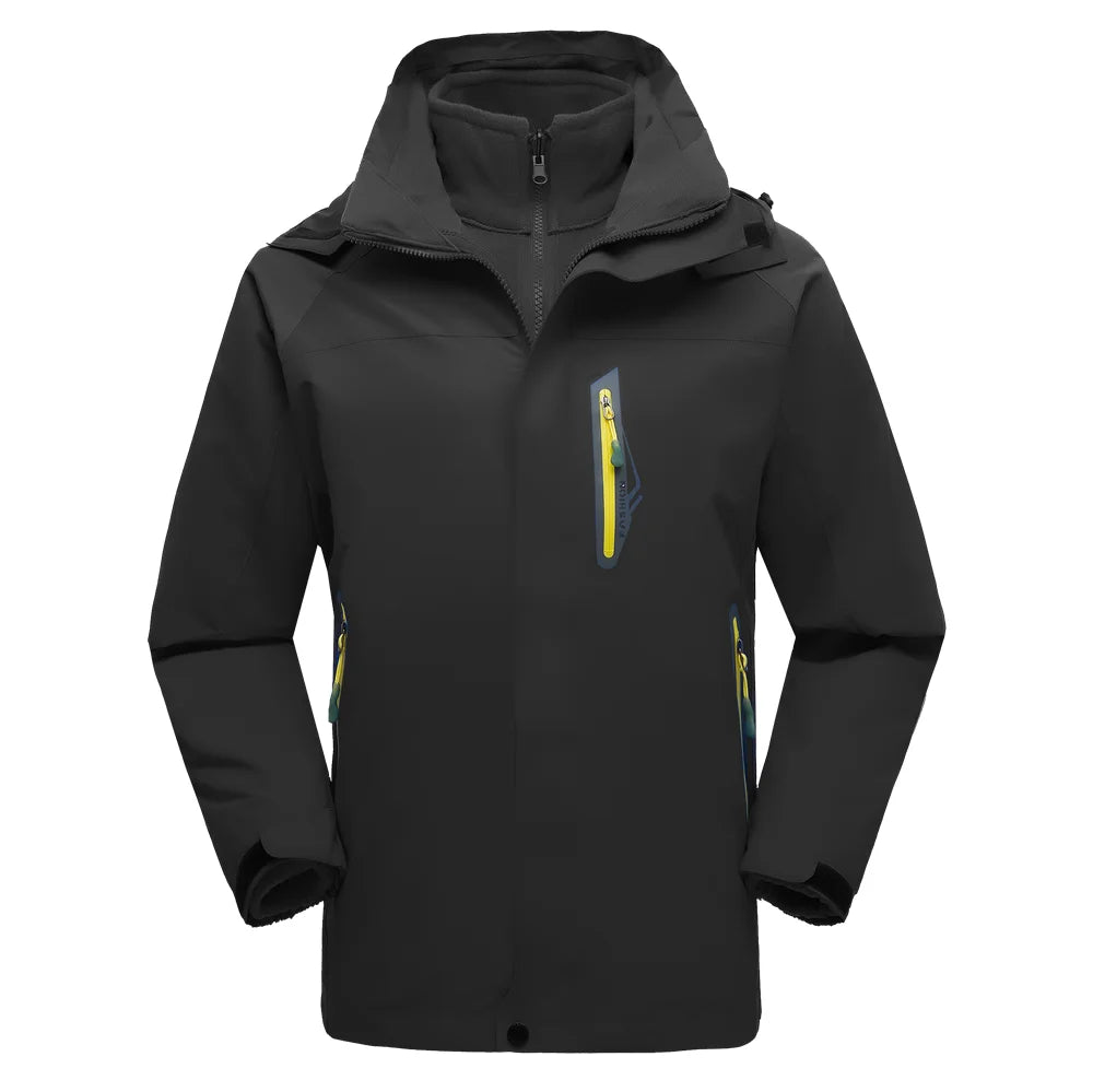 Autumn & Winter Polartec Fleeced Warm Jacket Waterproof and Windproof with Stand Collar Zipper Closure Polyester  Size XXXL