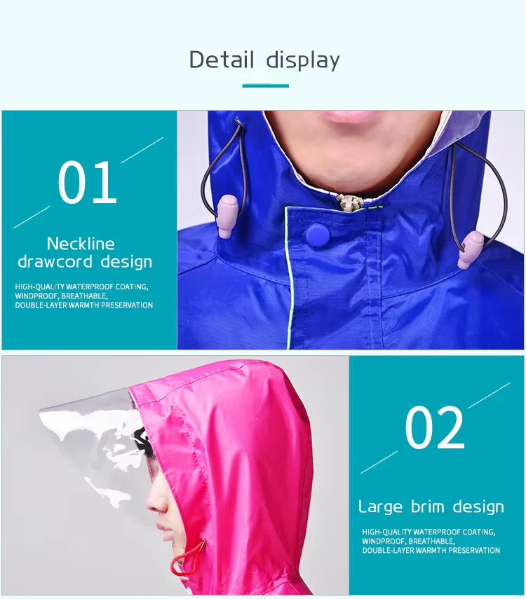 2025 New Customized Breathable Rainwear Men Oxford Cloth Windproof Hooded Rain Coat Waterproof Raincoat Wholesale Rain Suit